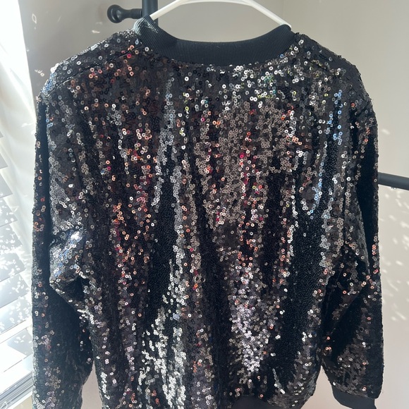 NWOT Tipsy Elves size Small Black Sequin Bomber Jacket - Picture 3 of 7